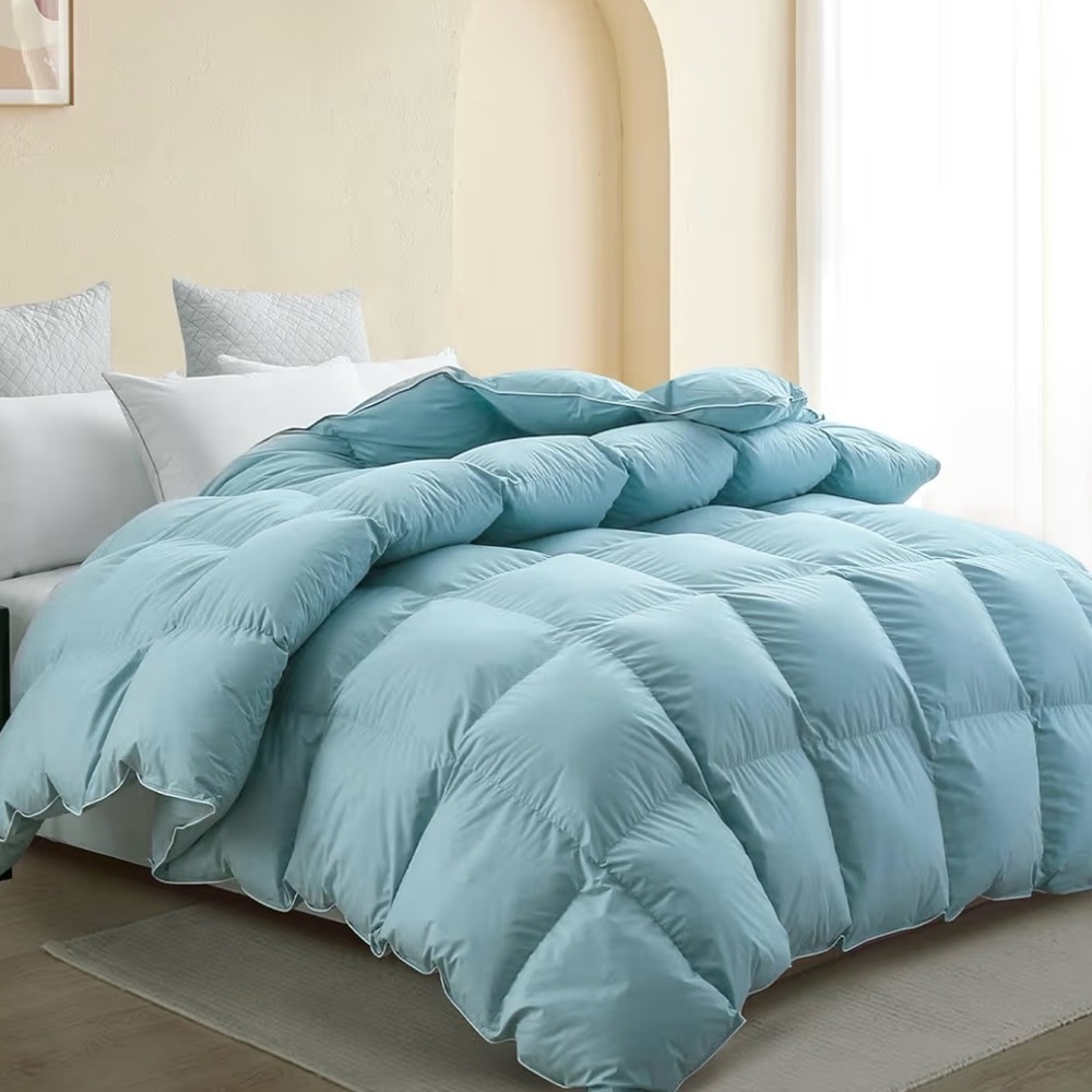 Luxurious Snowman Blue Down Comforter Queen